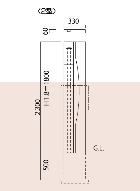 機能門柱 モード B type 天然木 仕様　K21 型